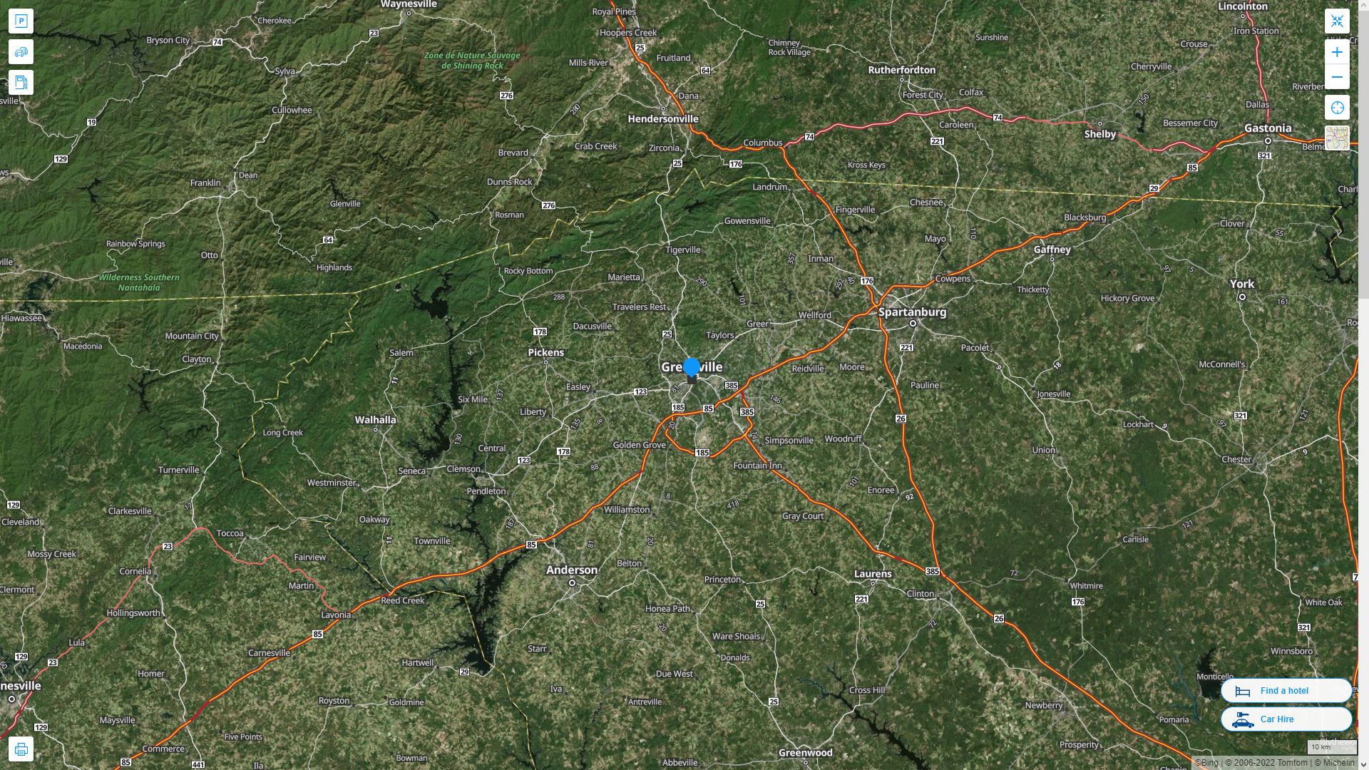 Greenville South Carolina Highway and Road Map with Satellite View